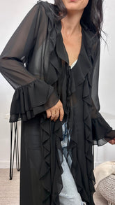 Blusa Volantes Larga Negro